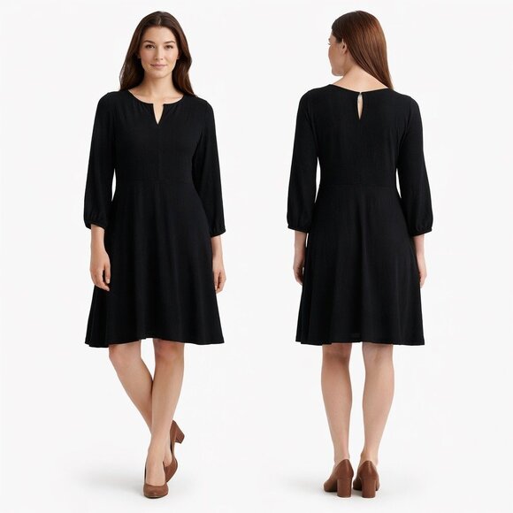 Apt. 9 Dresses & Skirts - Apt. 9 Black Textured Weave A-Line Swing Dress Medium
